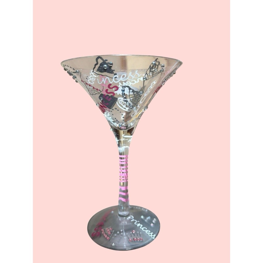 Lolita Love My Martini Princess Hand Painted Martini Glass 7 oz with Box